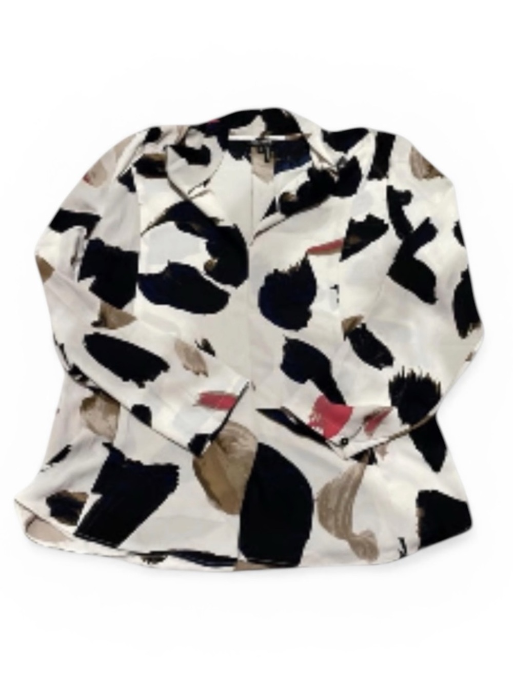 NIC+ZOE Abstract Brushstroke Blouse in White, Black, Tan, and Pink